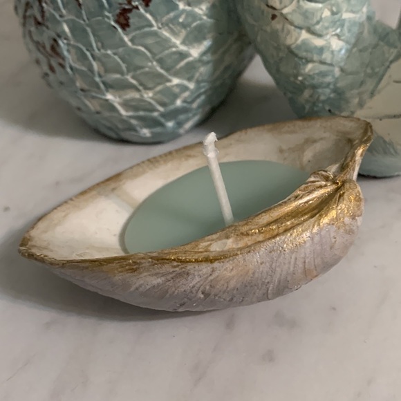 Shabby Chic Boho Shell Decor - Handmade Soy Wax Candle in a Seashell - Picture 9 of 14